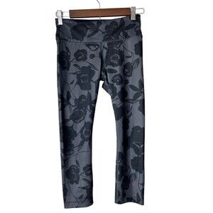 Lululemon Brisk Bloom Wunder Under Capri Legging Women's Size 4 Gray Black #348
